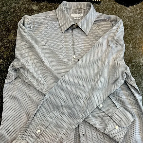 Perry Ellis | Shirts | Perry Ellis Portfolio Slim Fit Ls Dress Shirt Gray  With A Black Pattern | Poshmark